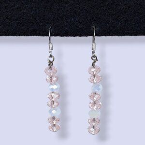 V. Pink & White Dangling Crystal Earrings